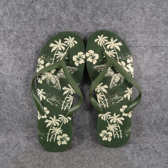 Casual Sandals Mens 12 Flip Flops Shoes Slip On Green Summer Beach Surf Flat - Picture 5 of 10